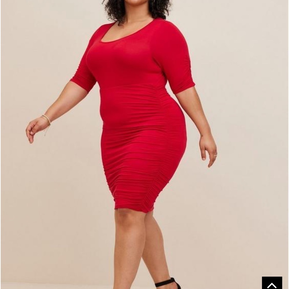 Torrid Red Super Soft Ruched Mini Jersey Tee Shirt Dress size 3